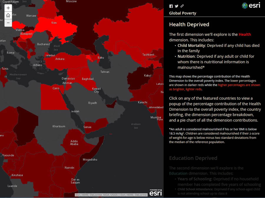 Bell used bright colors to make her Global Poverty data stand out.