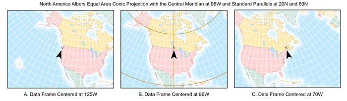 Figure 2. These maps show a north arrow using the true north alignment option.