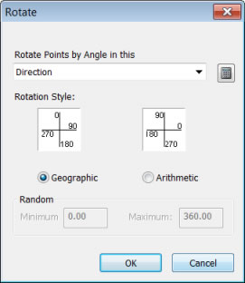 Figure 7. Set the attribute with the direction information and rotation style using the Rotate dialog box.