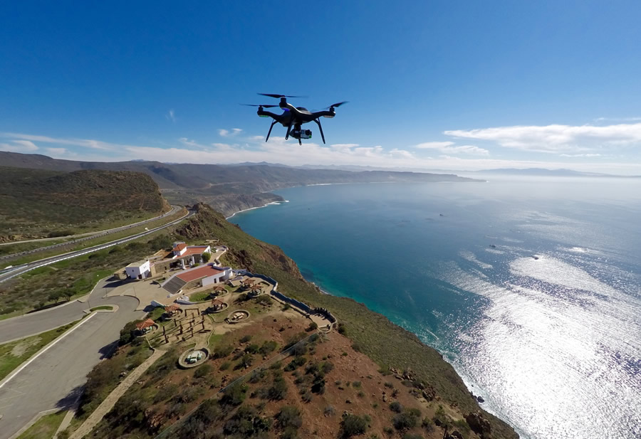 The Solo drone from 3DR captures stunning imagery as it hovers above the Pacific Coast. Representatives from 3DR will demonstrate its drones at the forum.