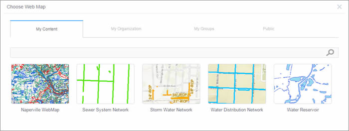 Figure 4: You can change the data content in your web app by selecting a different web map.