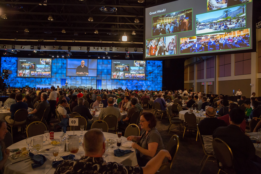 Jim McKinney, ArcGIS program manager, gives some closing thoughts about the DevSummit at a luncheon that Esri hosted on the last day of the summit.