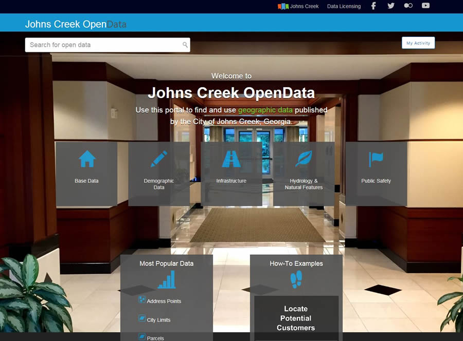 The Johns Creek OpenData Portal contains a wide variety of geographic data.