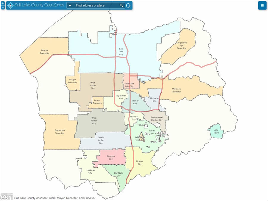To begin their search for a Cool Zone, the app's users simply type in their address or place a point on the map. To begin their search for a Cool Zone, the app's users simply type in their address or place a point on the map.