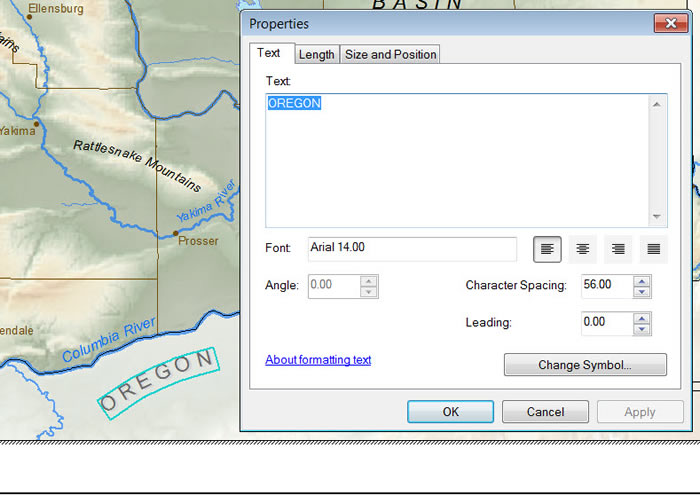 Figure 5. With the Splined Text tool, you can draw curved text such as OREGON.