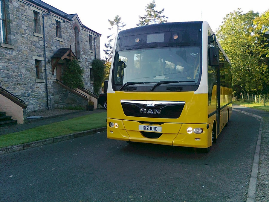 The Education Authority in Northern Ireland provides bus transportation to students who live a stipulated distance from their school.