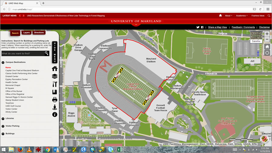 The University of Maryland Interactive Campus Map contained a lot of useful information for students, staff, and faculty. The University of Maryland Interactive Campus Map contained a lot of useful information for students, staff, and faculty.