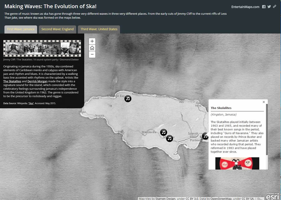 Gallant's entry in the 2016 Esri Storytelling with Maps Contest focused on ska music.