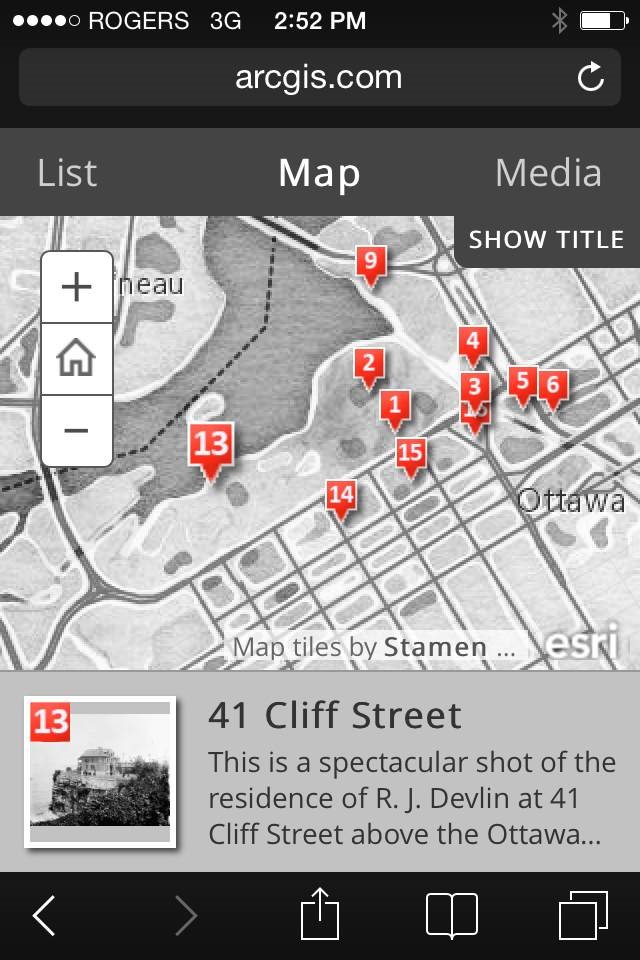 The Old Ottawa App Displayed on an iPhone.