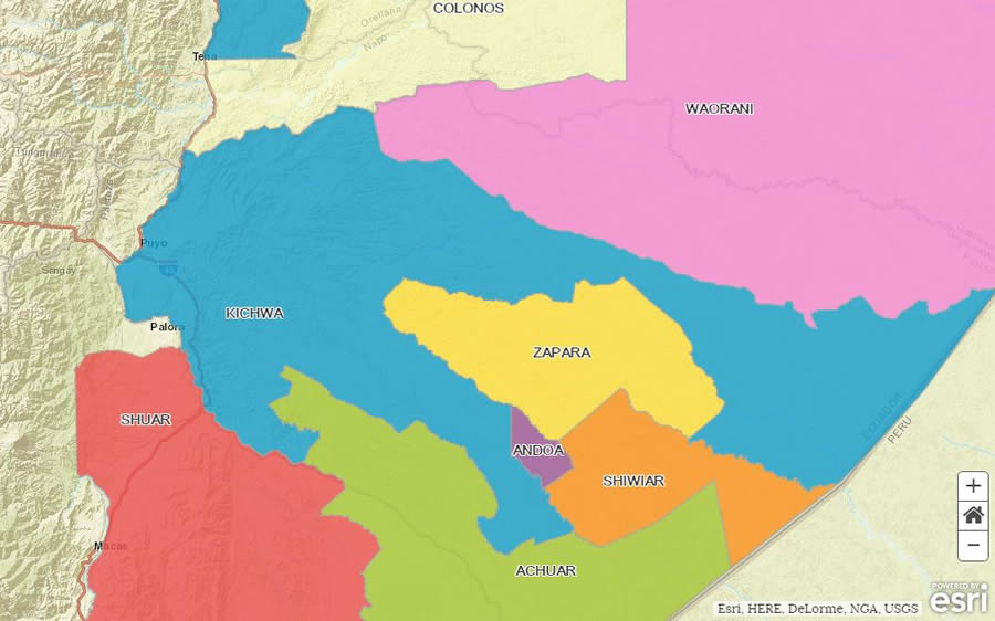 The territories of the Amazonian nations of Ecuador.