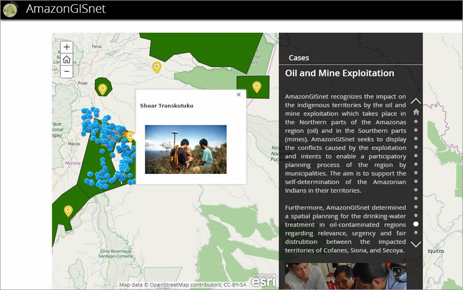AmazonGISnet is teaching indigenous students how to make Esri Story Maps so they can tell stories about their territories and the changes occurring in the Amazon. AmazonGISnet is teaching indigenous students how to make Esri Story Maps so they can tell stories about their territories and the changes occurring in the Amazon.