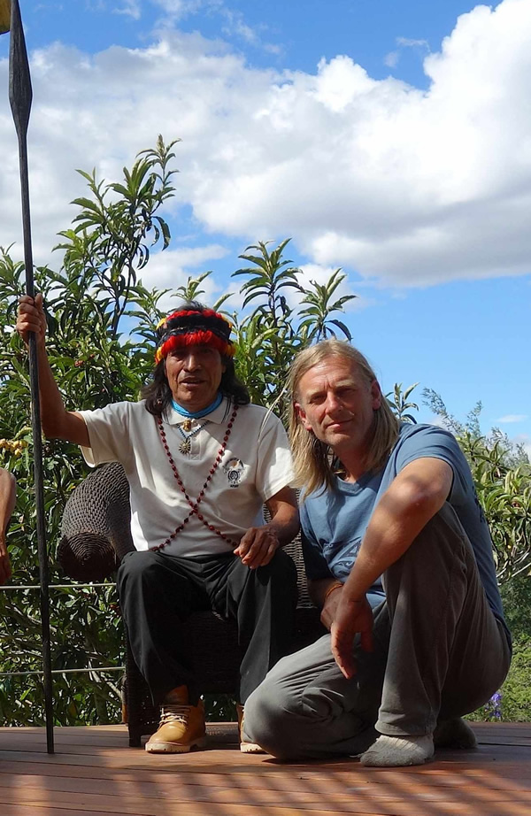 Ankuash and Resl pose for a photo in Ecuador after the Esri User Conference.