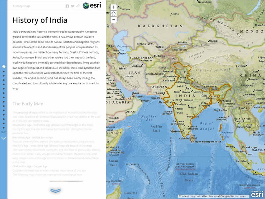 Mahika wanted to highlight India's history using an Esri Story Map Journal.