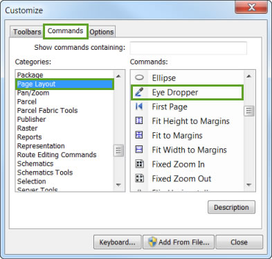 The Eye Dropper tool is in the Page Layout category. The Eye Dropper tool is in the Page Layout category.