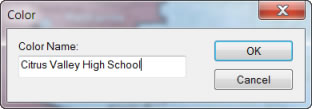 Click the color values to change the color name. Click the color values to change the color name.