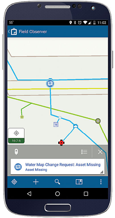 Field Observer Collector map showing the location of a missing asset