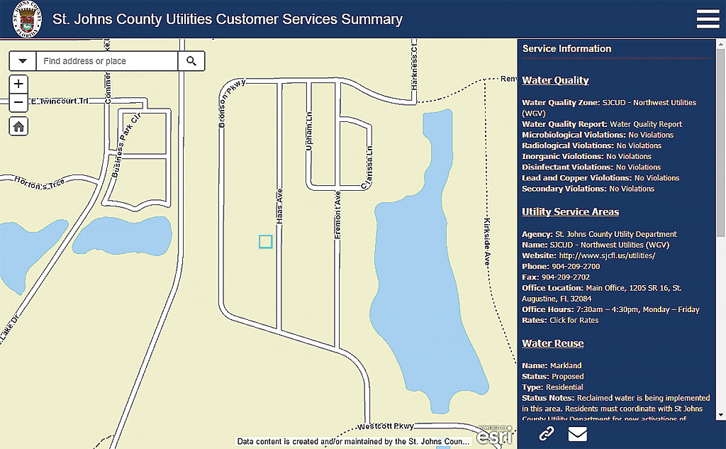 Customer Services Summary application informs users of services available in the area, provides links to rate and water quality information Customer Services Summary application informs users of services available in the area, provides links to rate and water quality information