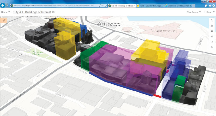 Using web scenes in ArcGIS Online, the Emergency Operations Centre (EOC) put safety zones into context so decision-makers could see which other areas needed to be blocked off and which parts of the city could remain open.