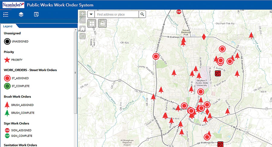 The public works office assistants use ArcGIS Online to assign work orders to field crews.