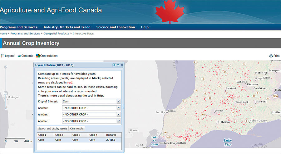 Having rapid visualization of field-level cropping patterns across the Canadian landscape—all in one browser—gives powerful web analytics and visualization to the agriculture industry. Having rapid visualization of field-level cropping patterns across the Canadian landscape—all in one browser—gives powerful web analytics and visualization to the agriculture industry.
