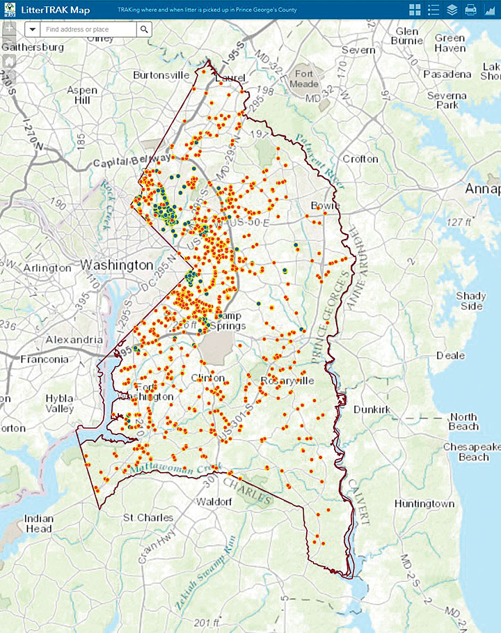 Prince George S County Md Gis Restoring A Watershed, One Bag Of Litter At A Time | Arcnews | Fall 2017