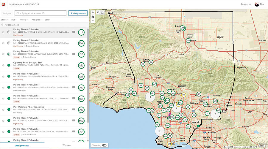 On Election Day in June, the team created 52 work assignments in Workforce for ArcGIS.