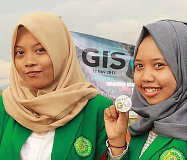 Indonesia children and adults celebrated GIS Day in the Begek Kembar ecotourism area of mangroves.