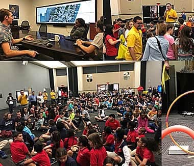 Grade school children attended a GIS Day program at the University of Central Florida last year, where they learned about drones and ArcGIS Online.