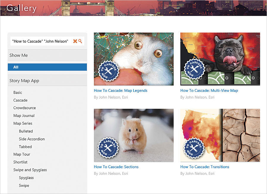 The Esri Story Maps website contains tutorials to help users build story maps.