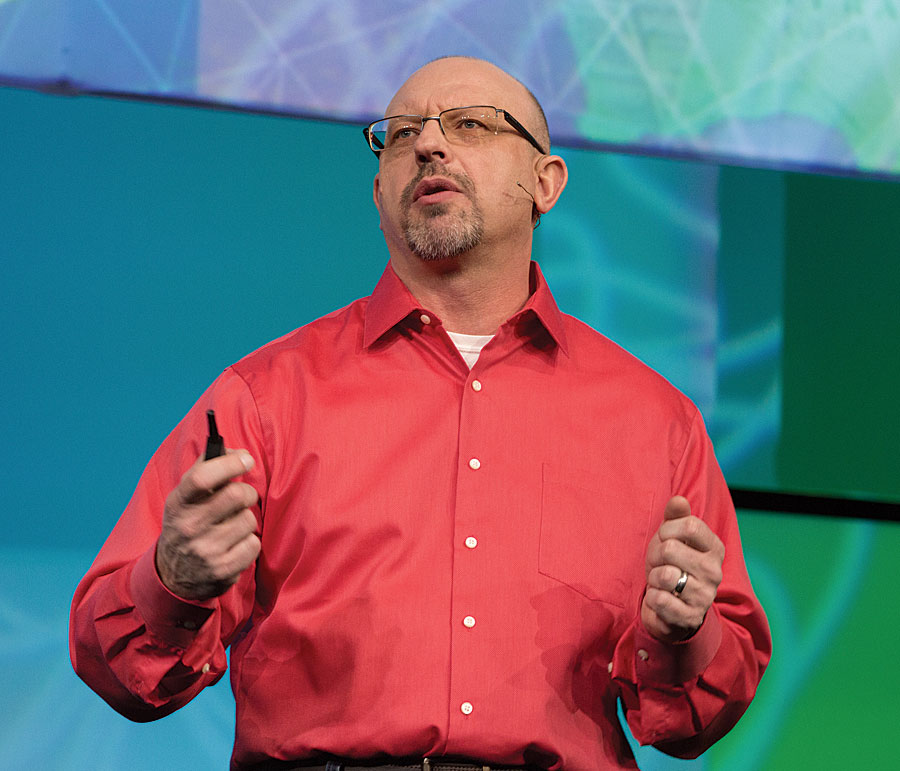 During the Plenary Session, Jim McKinney, Esri's chief technology officer for desktop software development, told the audience that they make the maps and apps that run the world. During the Plenary Session, Jim McKinney, Esri's chief technology officer for desktop software development, told the audience that they make the maps and apps that run the world.