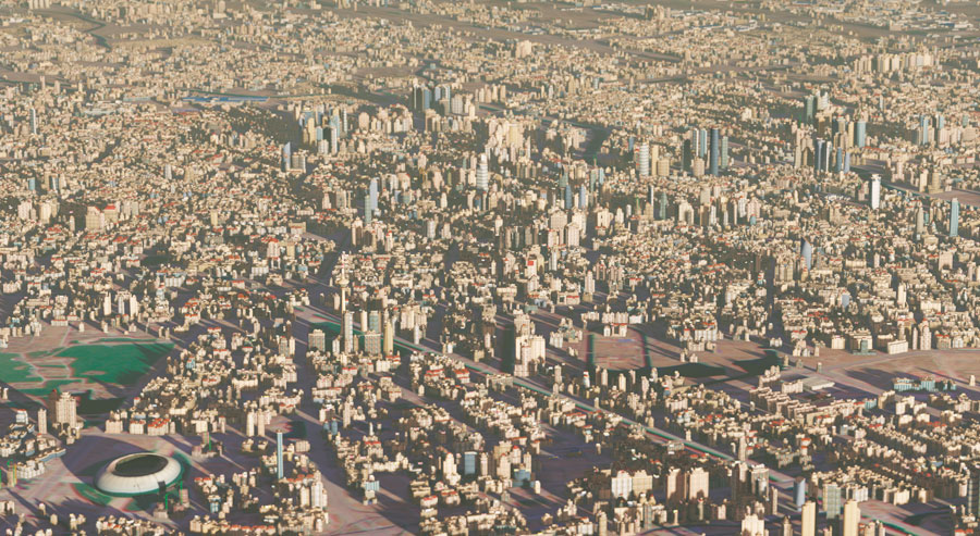 To model a big city like Tianjin, China, which has a population of almost 12 million, Janil can write fairly simple rules in CityEngine and then deploy them onto very large areas.