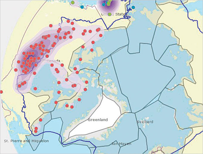 The Policy Workbench has maps that show where store-bought food is available in Arctic regions.