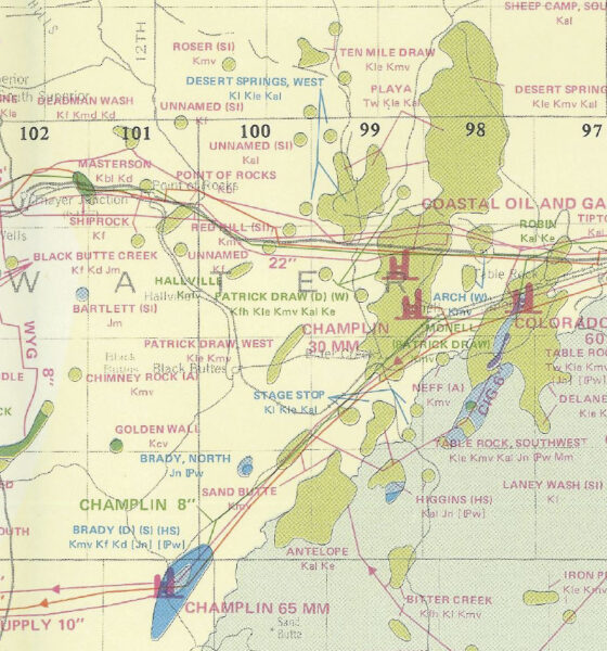 The Wyoming State Geological Survey has published maps of Wyoming's oil and gas field locations since 1972. This one is from 1984.