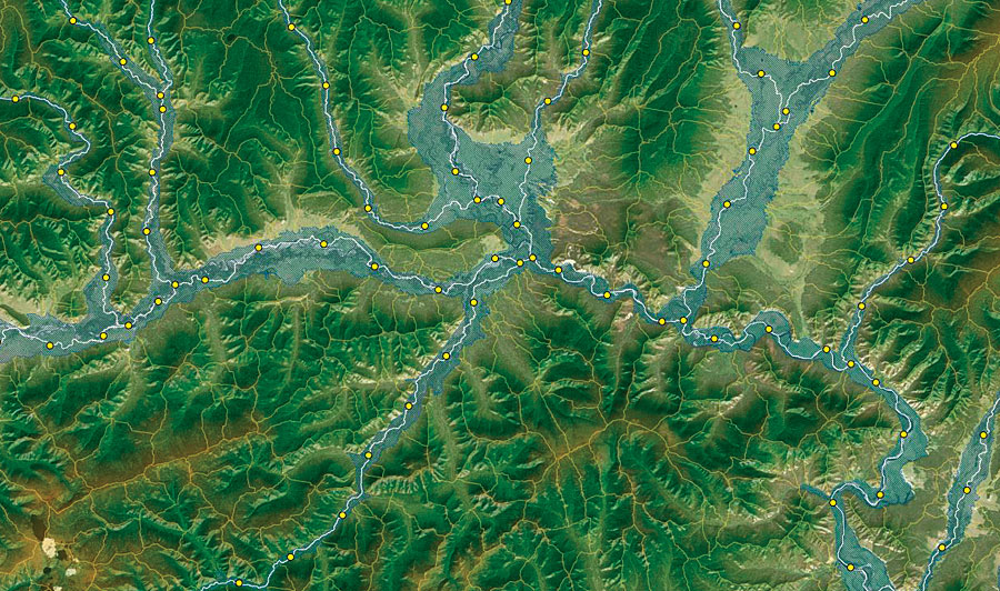 RESonate allows users to analyze multiple data layers at once for river networks that cover thousands of square miles. RESonate allows users to analyze multiple data layers at once for river networks that cover thousands of square miles.