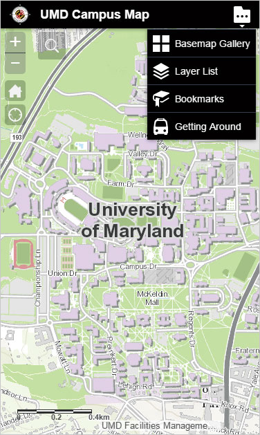 The award-winning UMD Interactive Campus Web Map is optimized for use on both desktop browsers and mobile devices. The award-winning UMD Interactive Campus Web Map is optimized for use on both desktop browsers and mobile devices.