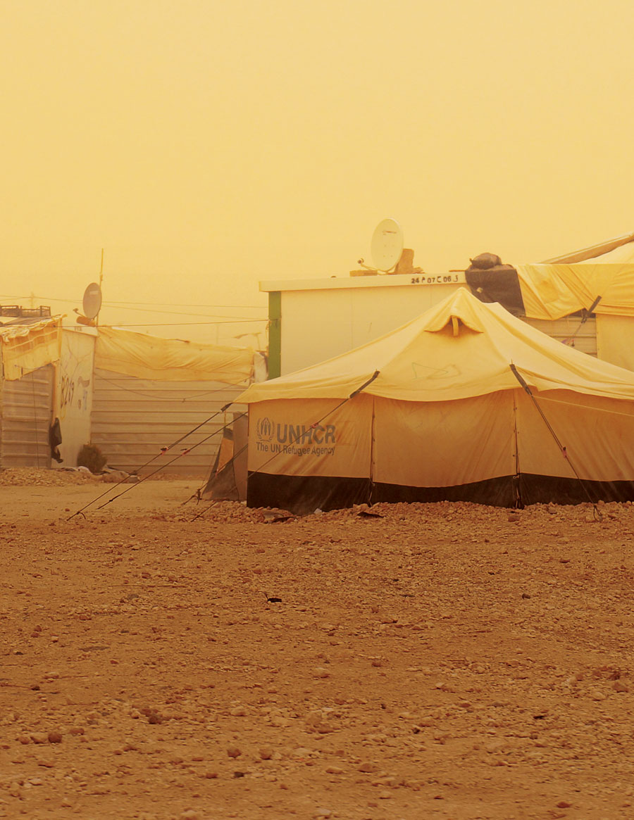 Zaatari Refugee Camp in Jordan is a large and complex environment that requires GIS for managing infrastructure and planning. (Photo by Brian Tomaszewski.)