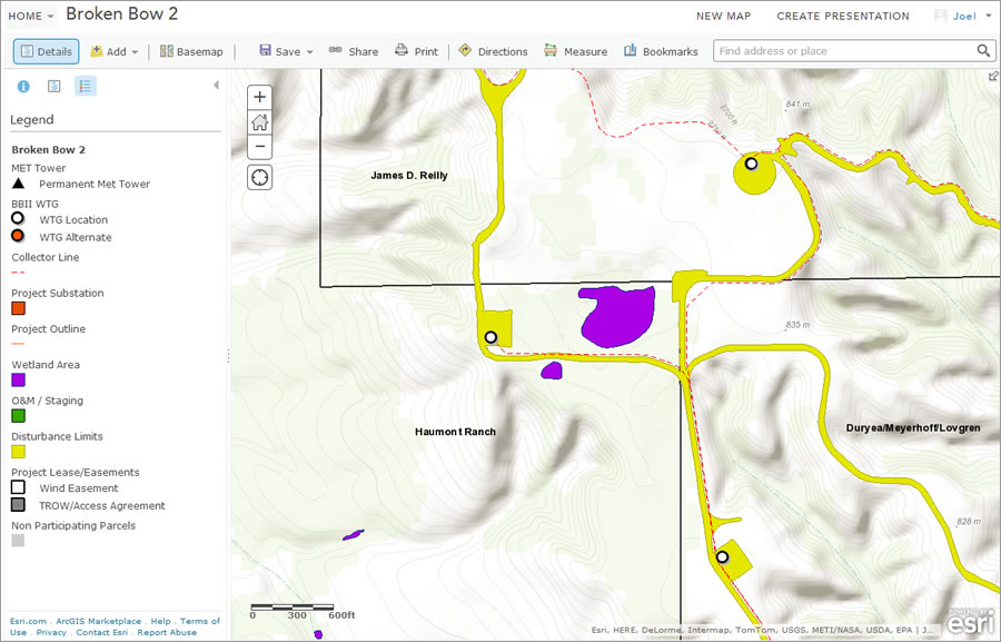 Sempra Global employees can zoom in and query this online map of the wind farm to find answers to questions quickly.