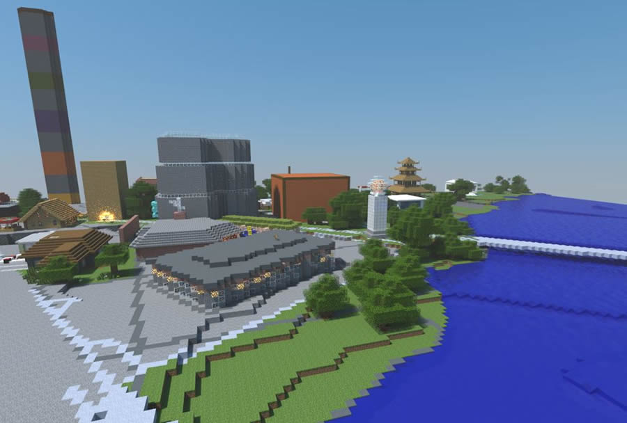 GIS data can be integrated into the video game Minecraft. Image courtesy of Sweco.