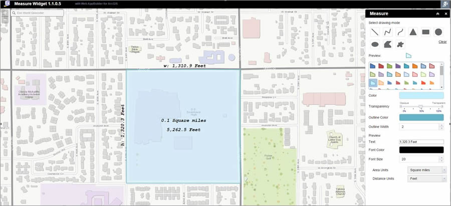 Tom Sellsted of Yakima, Washington, used Web AppBuilder for ArcGIS to help build his measure widget. Tom Sellsted of Yakima, Washington, used Web AppBuilder for ArcGIS to help build his measure widget.