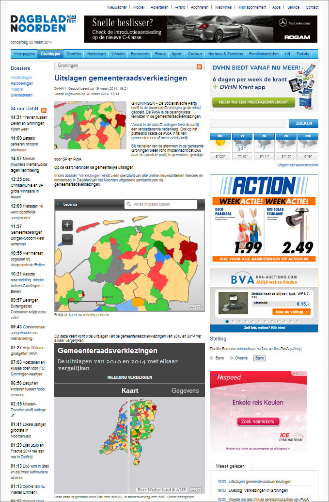 Esri Netherlands provides election maps to newspapers such as Dagblad van het Noorden.