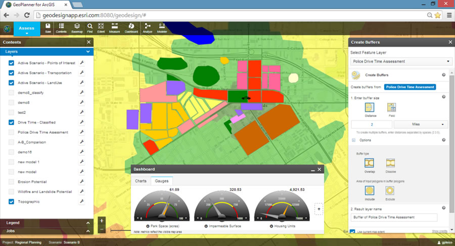 Geoplanner for ArcGIS gives planners the tools to collaborate on designs. Geoplanner for ArcGIS gives planners the tools to collaborate on designs.