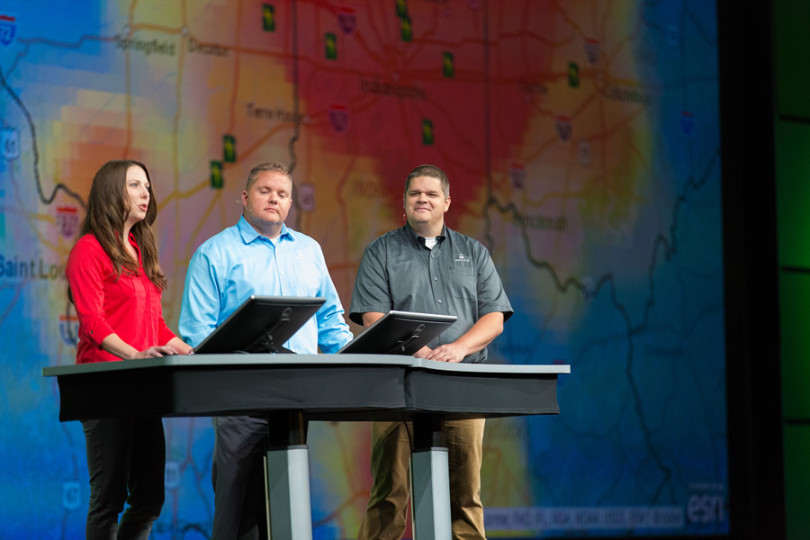 Brooke M. Gajownik (left), Craig Rogers, and Brad Fruth from Beck's Hybrids talked about how GIS helps farmers make better business decisions.