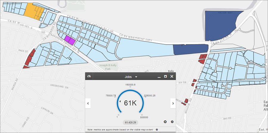 Menlo Park staff used Esri's GeoPlanner for ArcGIS to evaluate the impacts of development driven by job growth in the city. Menlo Park staff used Esri's GeoPlanner for ArcGIS to evaluate the impacts of development driven by job growth in the city.
