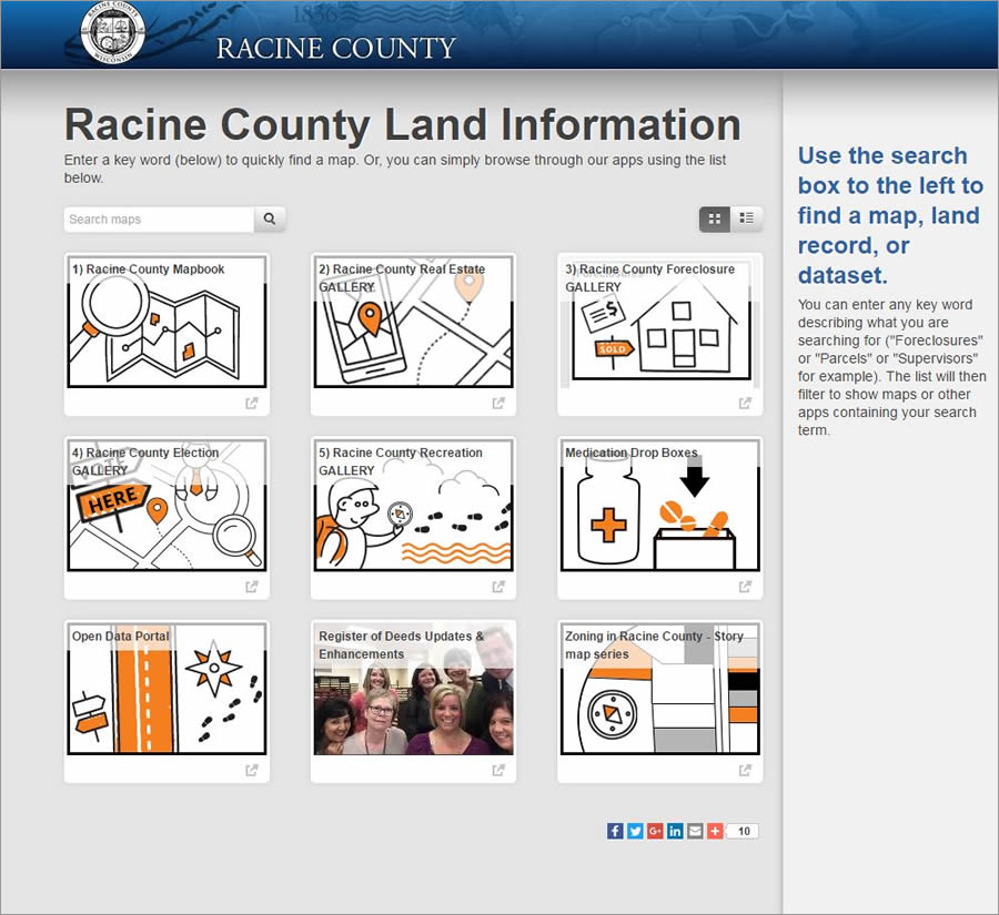 Visitors can search for maps or data via a public app gallery. Visitors can search for maps or data via a public app gallery.