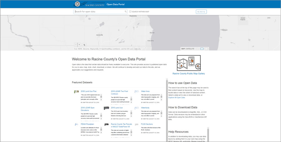 The county's 2035 land use plan is one of the datasets available in Racine County's Open Data Portal.