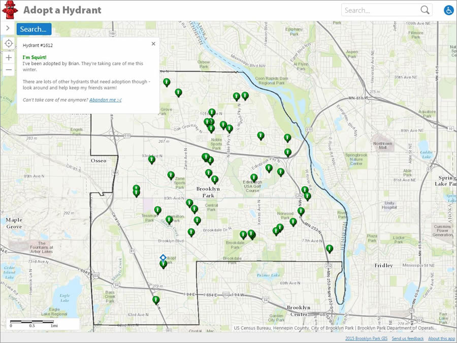 Squirt is one of about 45 hydrants that have been adopted by residents of Brooklyn Park. Squirt is one of about 45 hydrants that have been adopted by residents of Brooklyn Park.