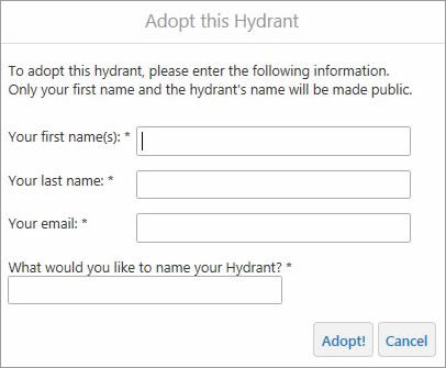 The forms for adopting (and abandoning) a hydrant were created using Geocortex Essentials software from Latitude Geographics.