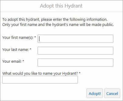 The forms for adopting (and abandoning) a hydrant were created using Geocortex Essentials software from Latitude Geographics. The forms for adopting (and abandoning) a hydrant were created using Geocortex Essentials software from Latitude Geographics.