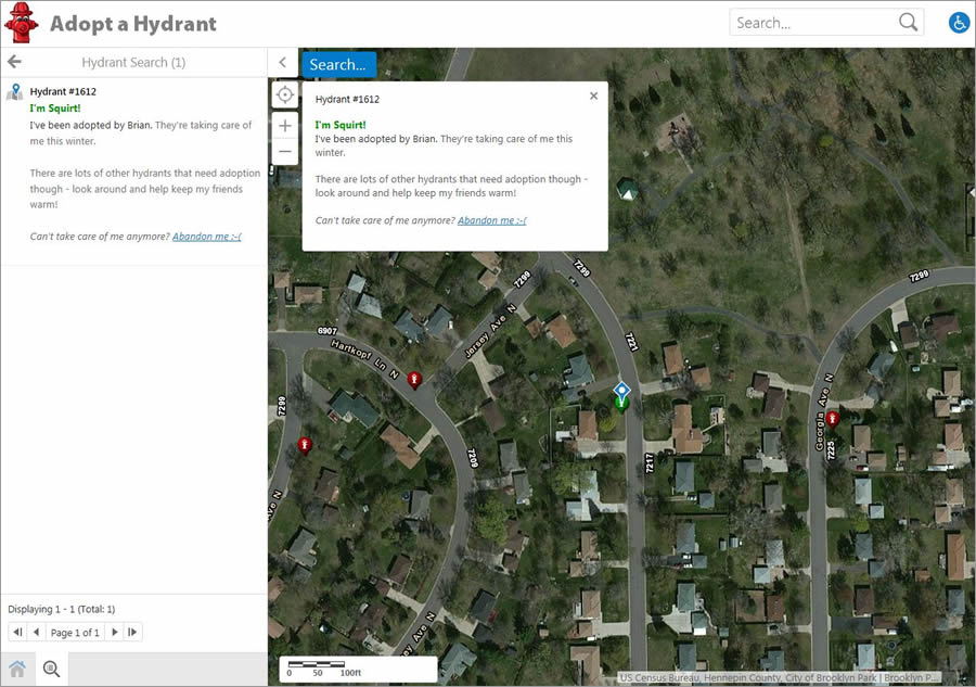 World Topographic Imagery provided by ArcGIS Online is used in the app.