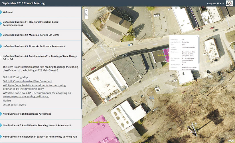 A story map-based city council agenda